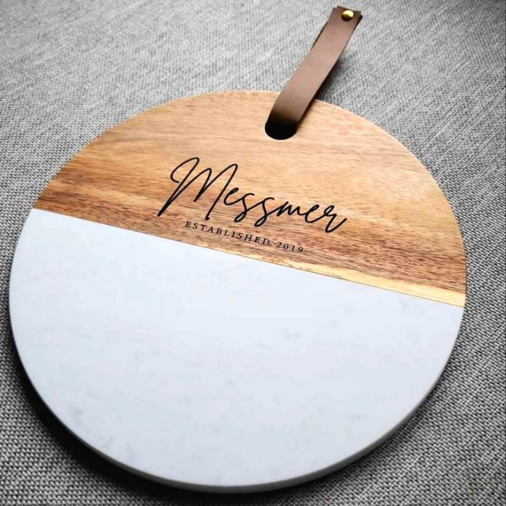 PERSONALIZED Charcuterie Board 10" Marble+Wood - Picture 3 of 5